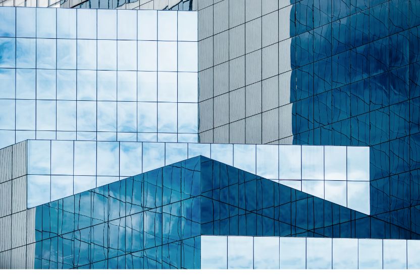 Glass reflections on building
